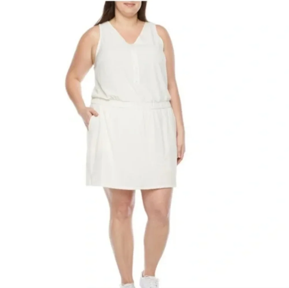 NWT Stylus Bike Short Sleeveless Casual Dress In Ivory Size 2X